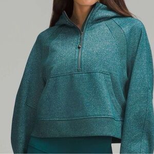 Women's Teal/ Silver Lululemon Scuba quarter zip hoodie
